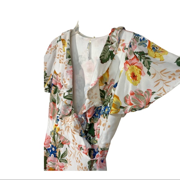 Anthropologie Indikah summer floral wrap dress with short flutter sleeves size 8 - Picture 6 of 7